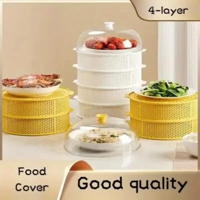 5-Layer Stackable Food Cover & Kitchen Shelf – Hollow Anti-Insect, Anti-Fly Dust-Proof Dining Table Food Storage Organizer (BPA-Free)