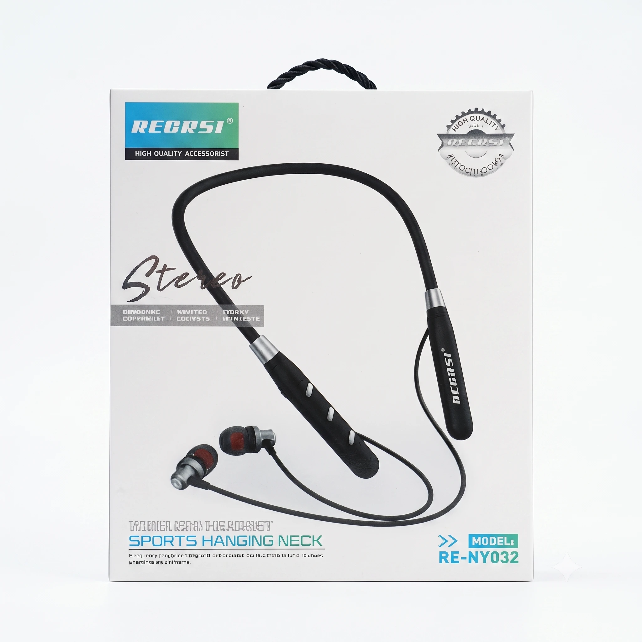 RECRSI RE-NY032 Wireless Sports Hanging Neck Earphone – Stereo Bluetooth Headset with Ergonomic Neckband Design & High-Quality Sound